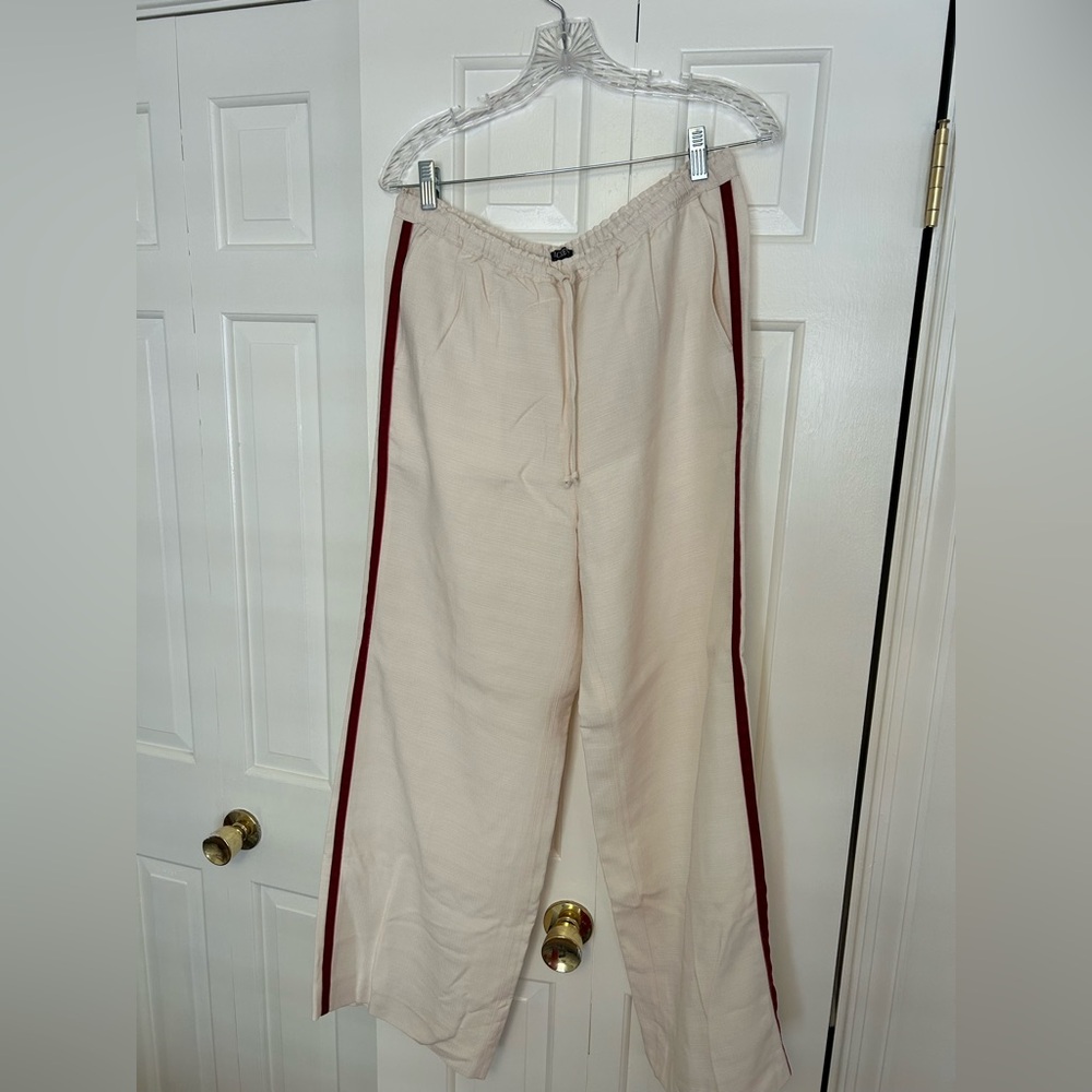 J. Crew Cream Textured Drawstring Lounge Pants